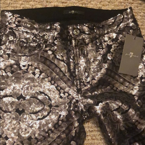 7 For All Mankind Skinny Sequin Printed Jeans - Picture 6 of 6